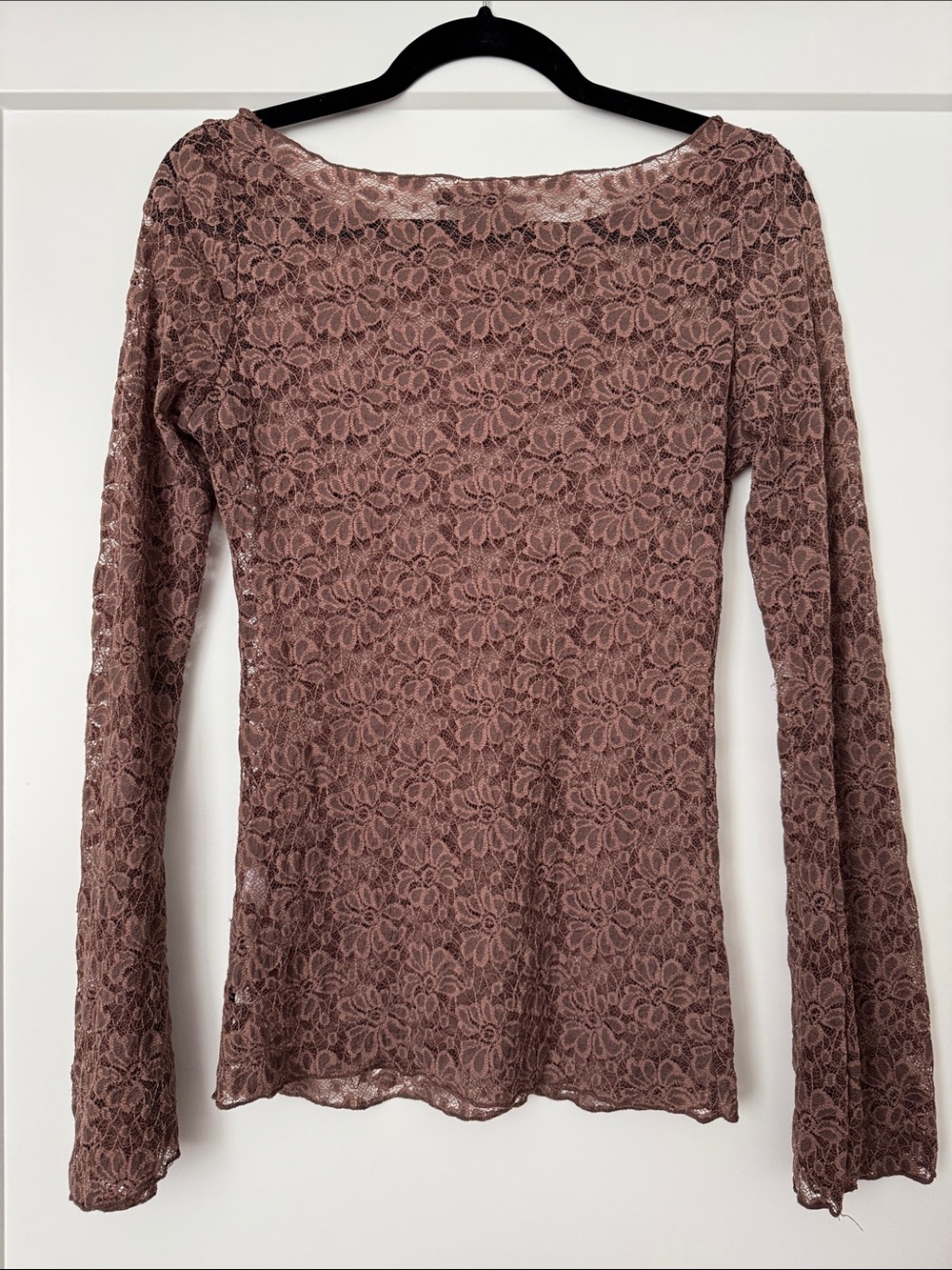 Forever 21 Light Brown Floral Lace Long Sleeve Sheer Top - Picture 5 of 9